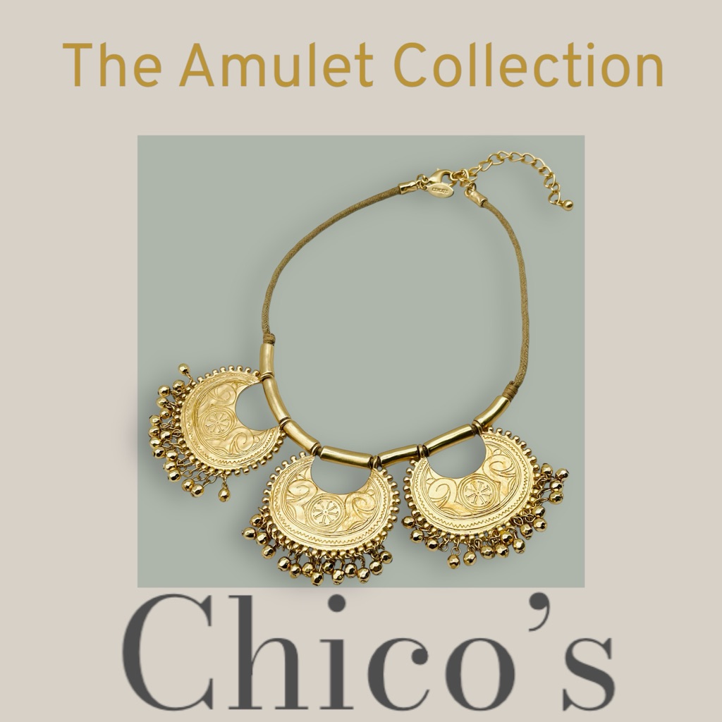Bold Chico’s Gold Tone Medallion Bib Necklace